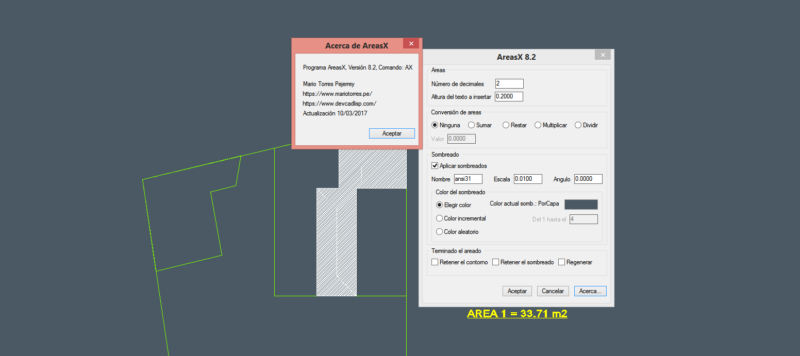 AreasX: Rutina Lisp para hallar áreas por contornos