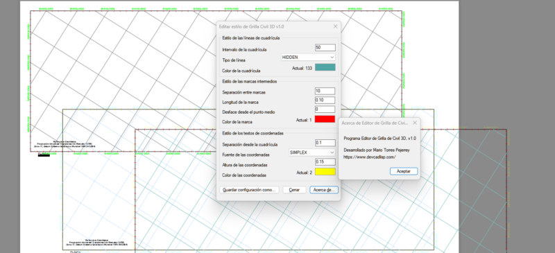 Rutina Lisp para Crear una malla de coordenadas personalizada de Civil 3D (PLGRIDSYSTEM)